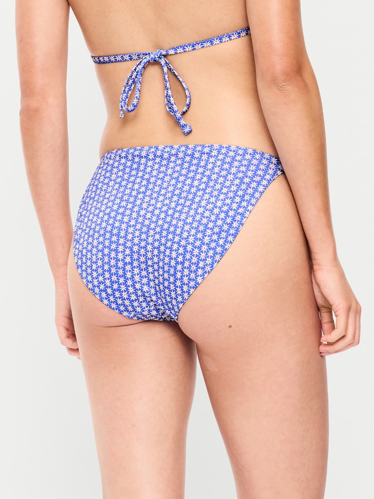 Pique String Bikini Swim Bottoms
