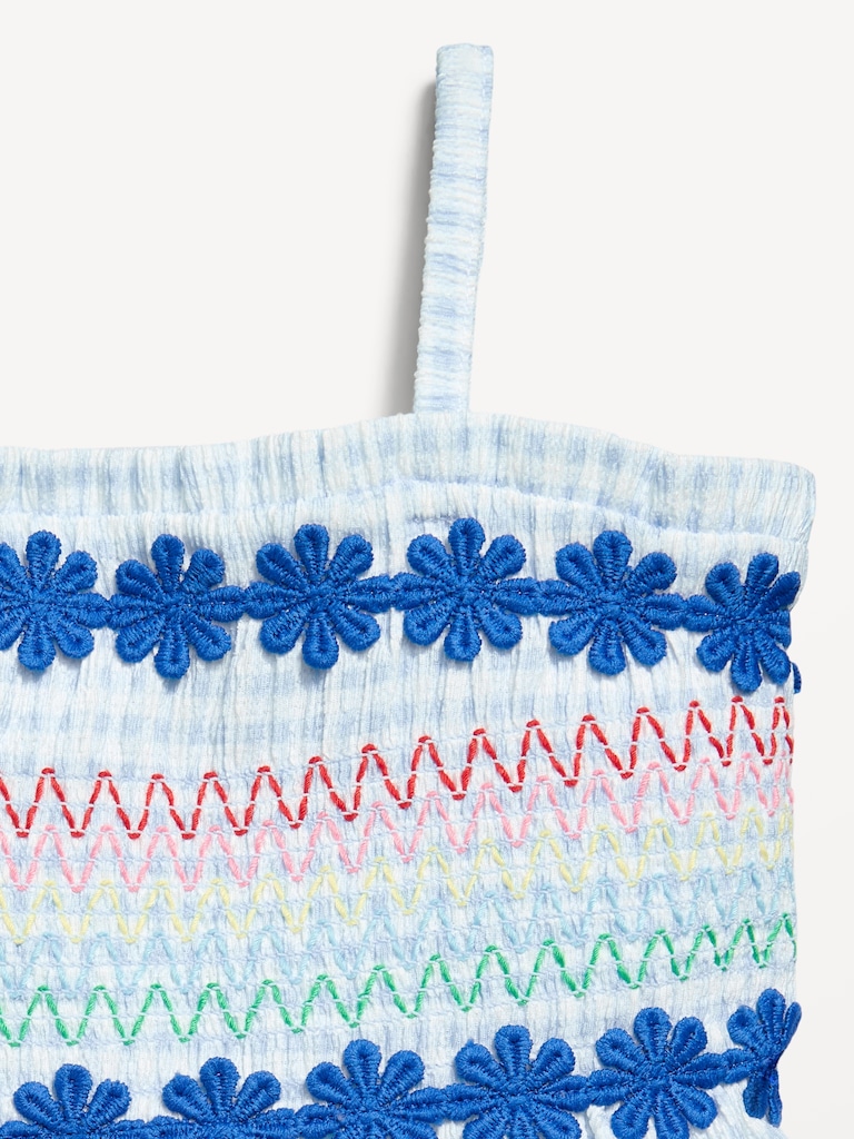 Sleeveless Smocked Crinkle Top and Pants Set for Toddler Girls