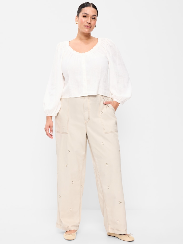 High-Waisted Straight Ankle Pants