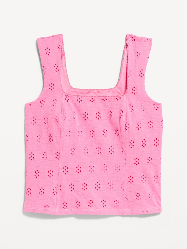 Seamed-Bodice Eyelet Tank Top