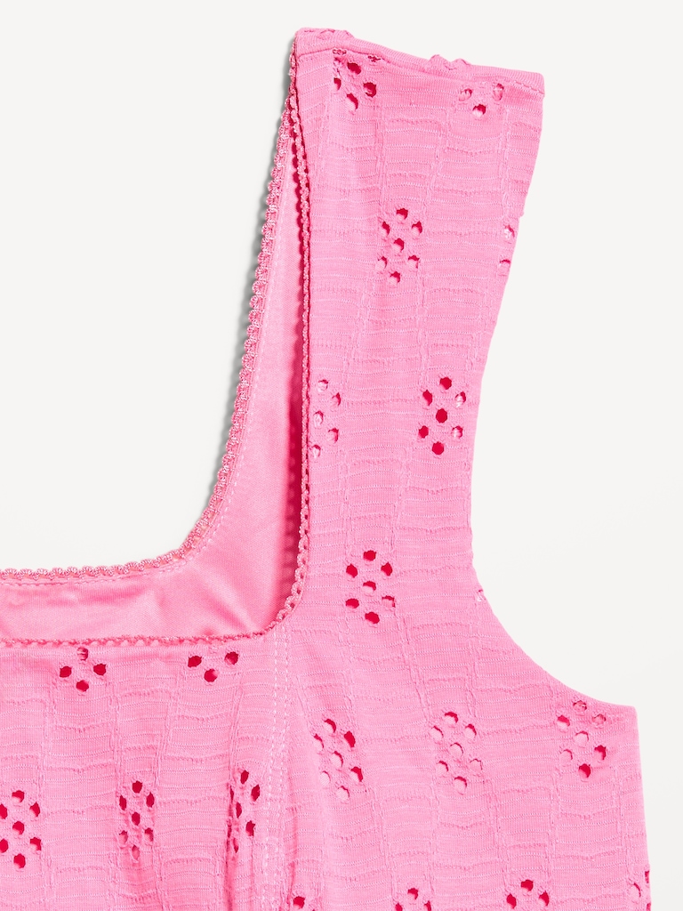 Seamed-Bodice Eyelet Tank Top