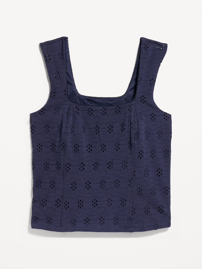 Seamed-Bodice Eyelet Tank Top