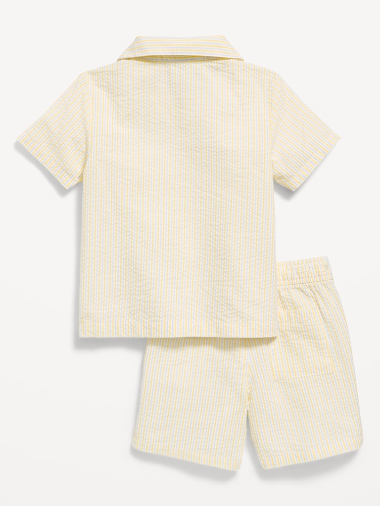Short-Sleeve Textured Shirt and Shorts Set for Toddler Boys