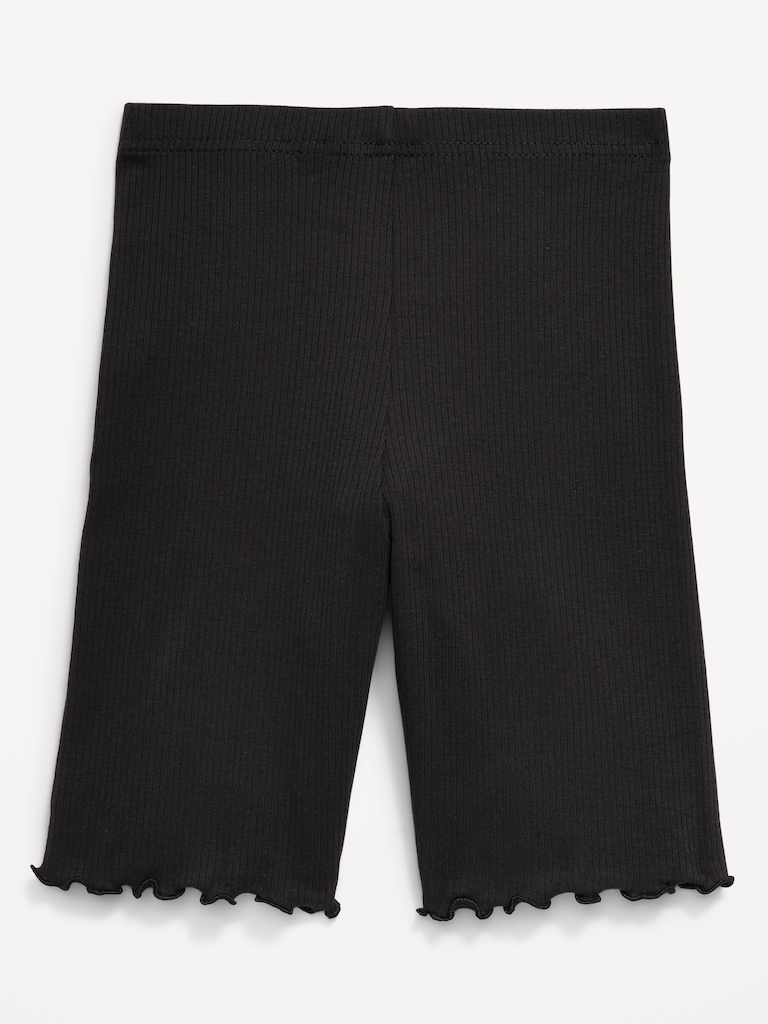 Ribbed Lettuce-Edge Biker Shorts for Girls