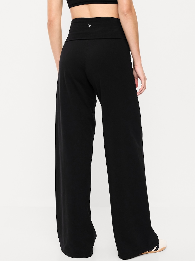 High-Waisted PowerChill Fold-Over Wide-Leg Pants