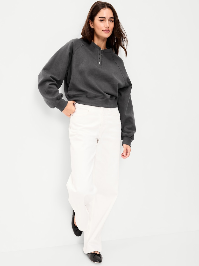 SoComfy Oversized Button-Front Sweatshirt