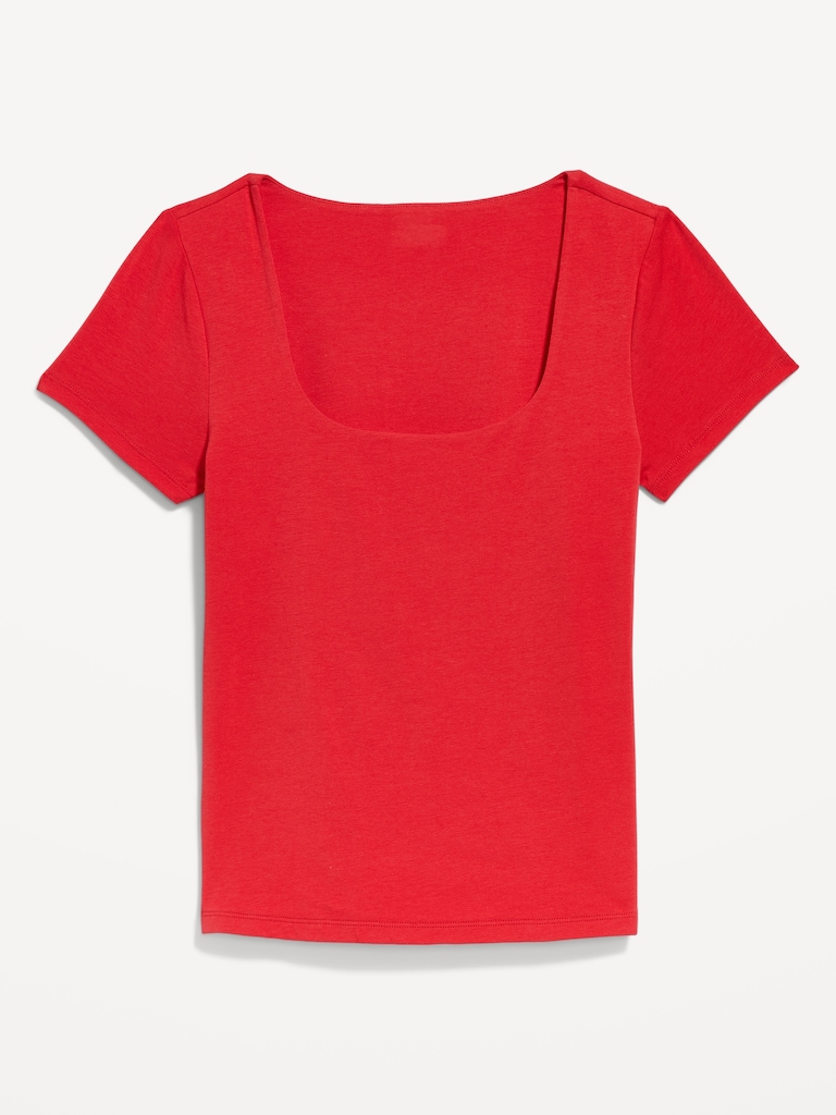 Hug Double-Layer Scoop-Neck Top