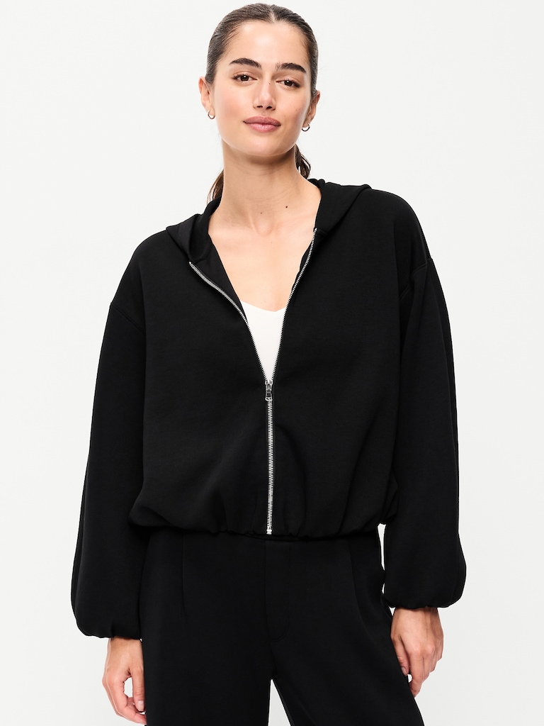 Bounce Fleece Bubble-Hem Hoodie