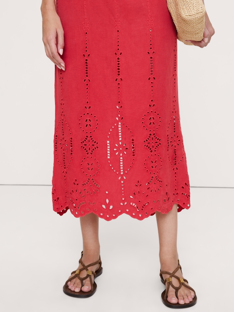 Tencel™-Linen Eyelet Maxi Skirt
