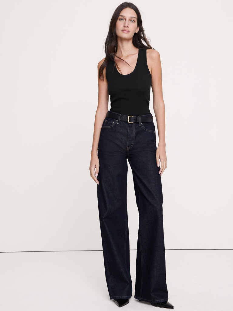 Ribbed Scoop-Neck Tank