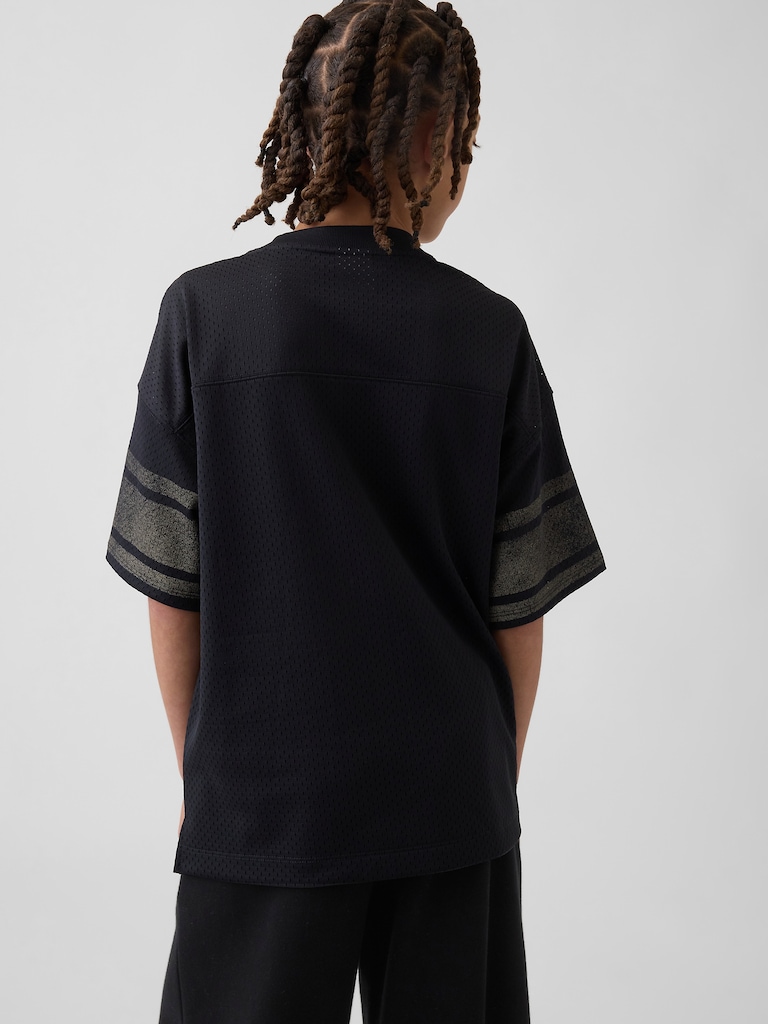 Kids Mesh Oversized Graphic Jersey T-Shirt