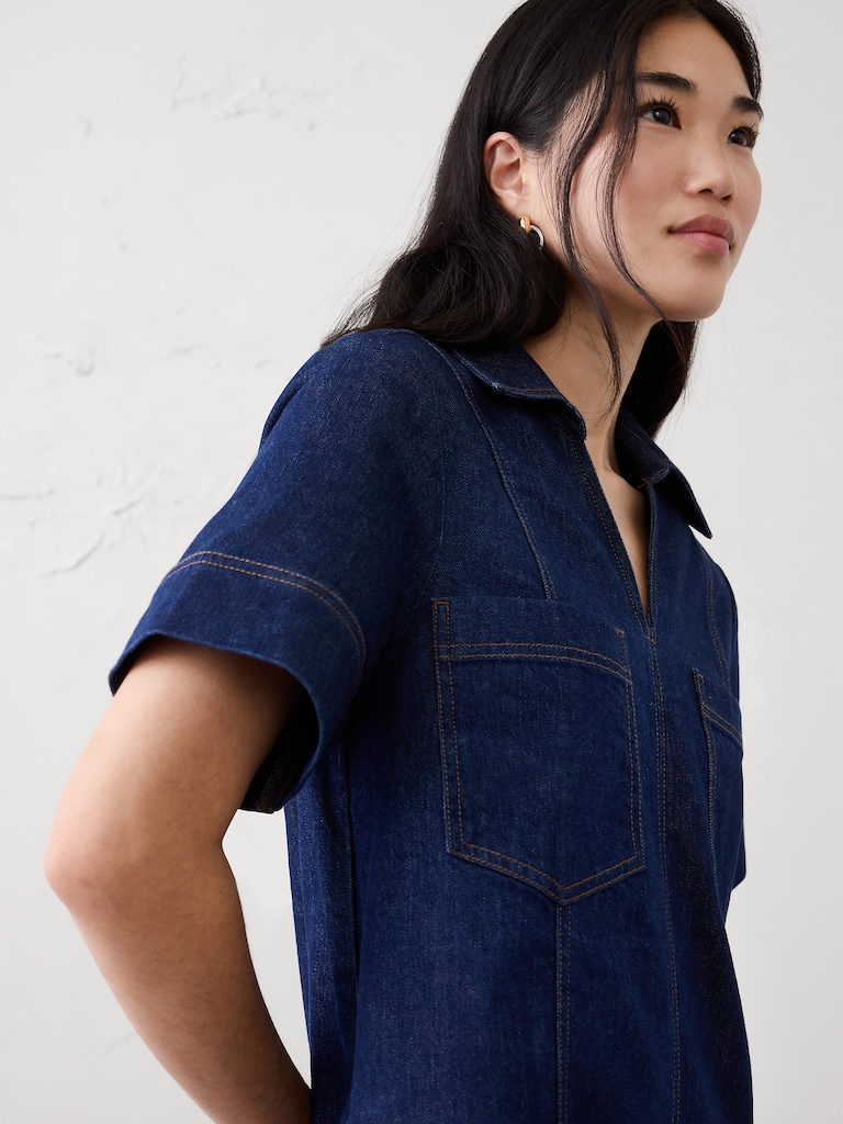 Denim Pocketed Mini Dress