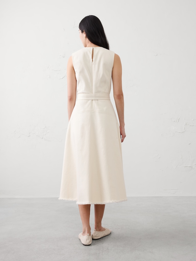 Denim Belted Midi Dress