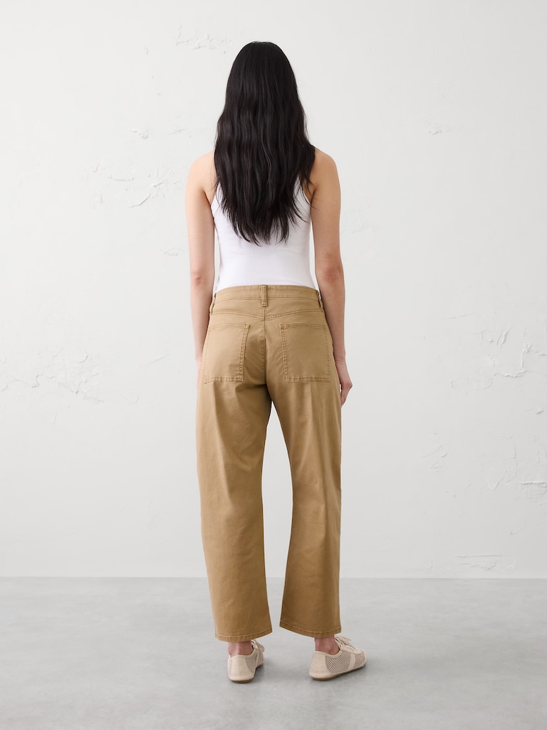 Barrel-Leg Mid-Rise Utility Pant
