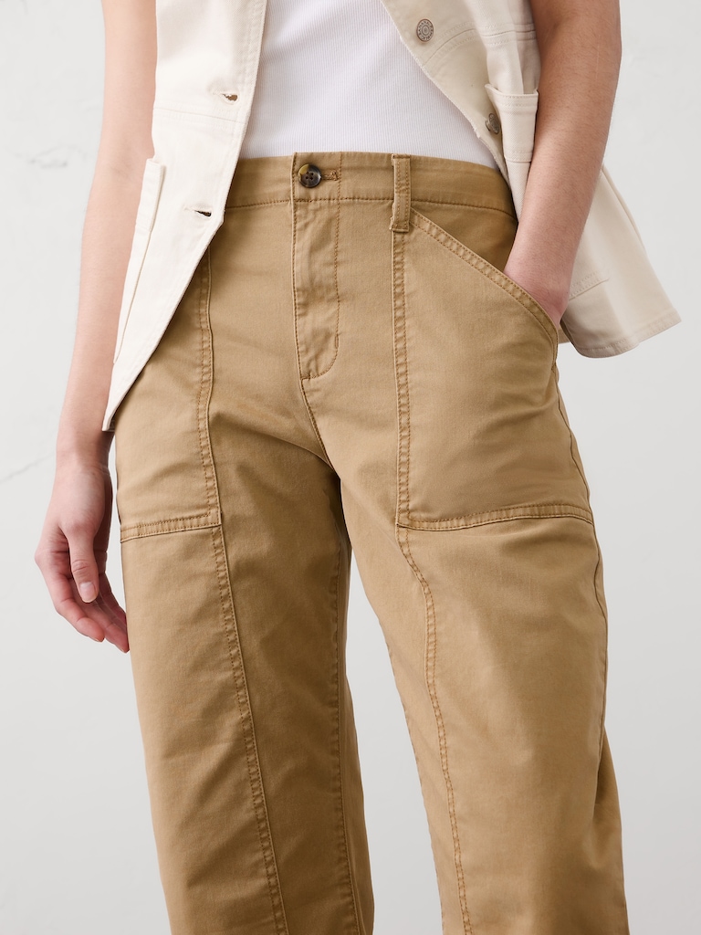 Barrel-Leg Mid-Rise Utility Pant