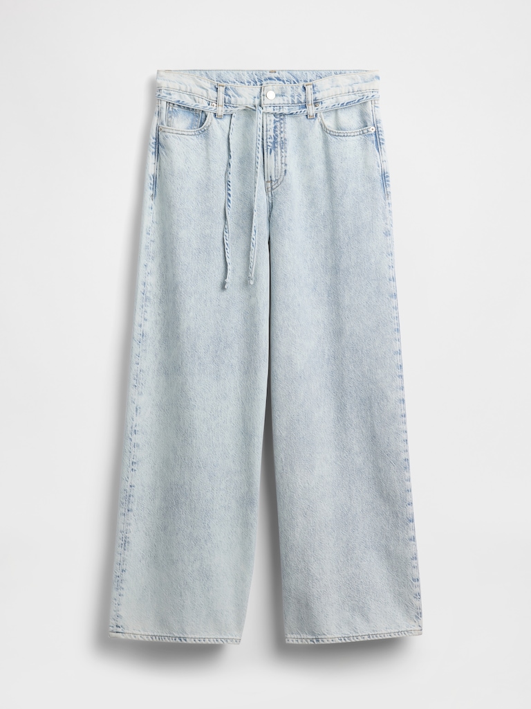 Mid Rise UltraSoft Baggy Micro Belt Jeans