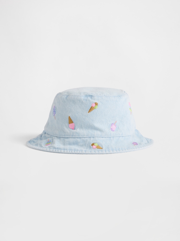 Chapeau cloche en denim brodé pour Bébé et Tout-petit