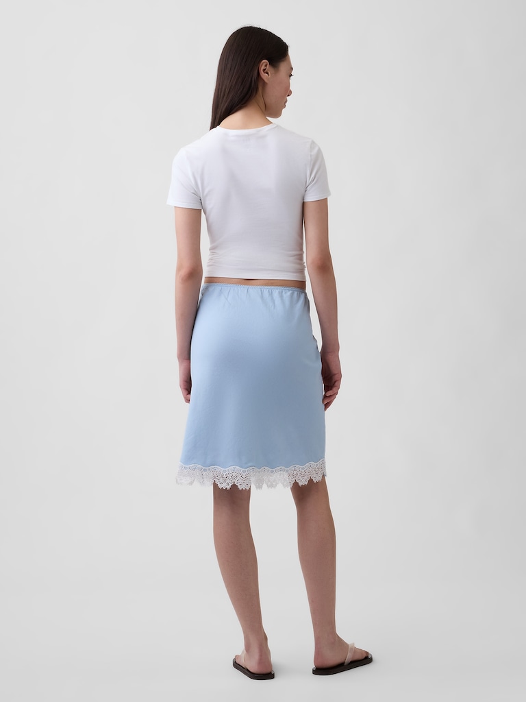 Linen-Blend Lace-Trim Mini Skirt