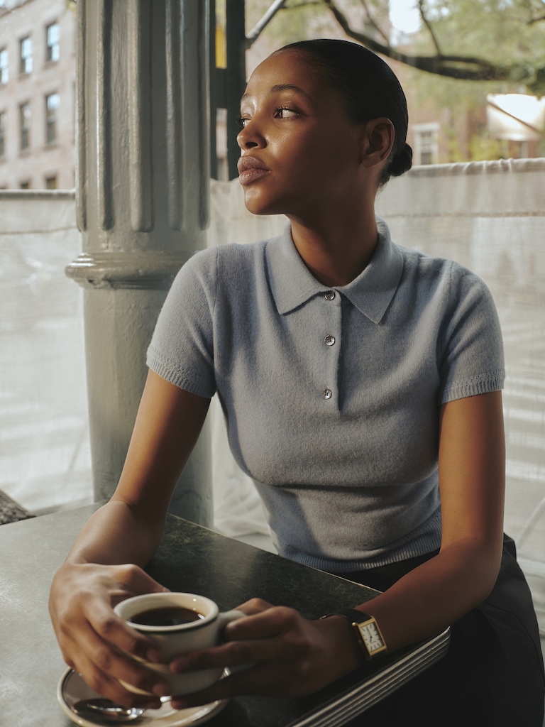 Lightweight Cashmere Short-Sleeve Sweater Polo