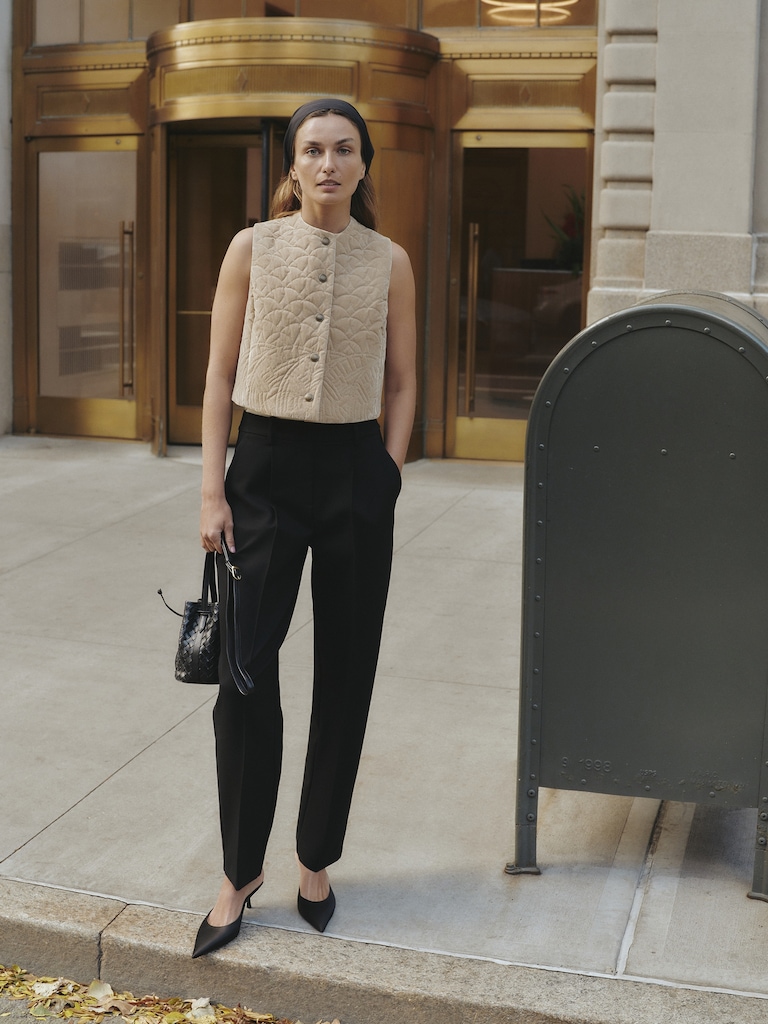 High-Rise Tapered Drapey Ponte Pull-On Pant