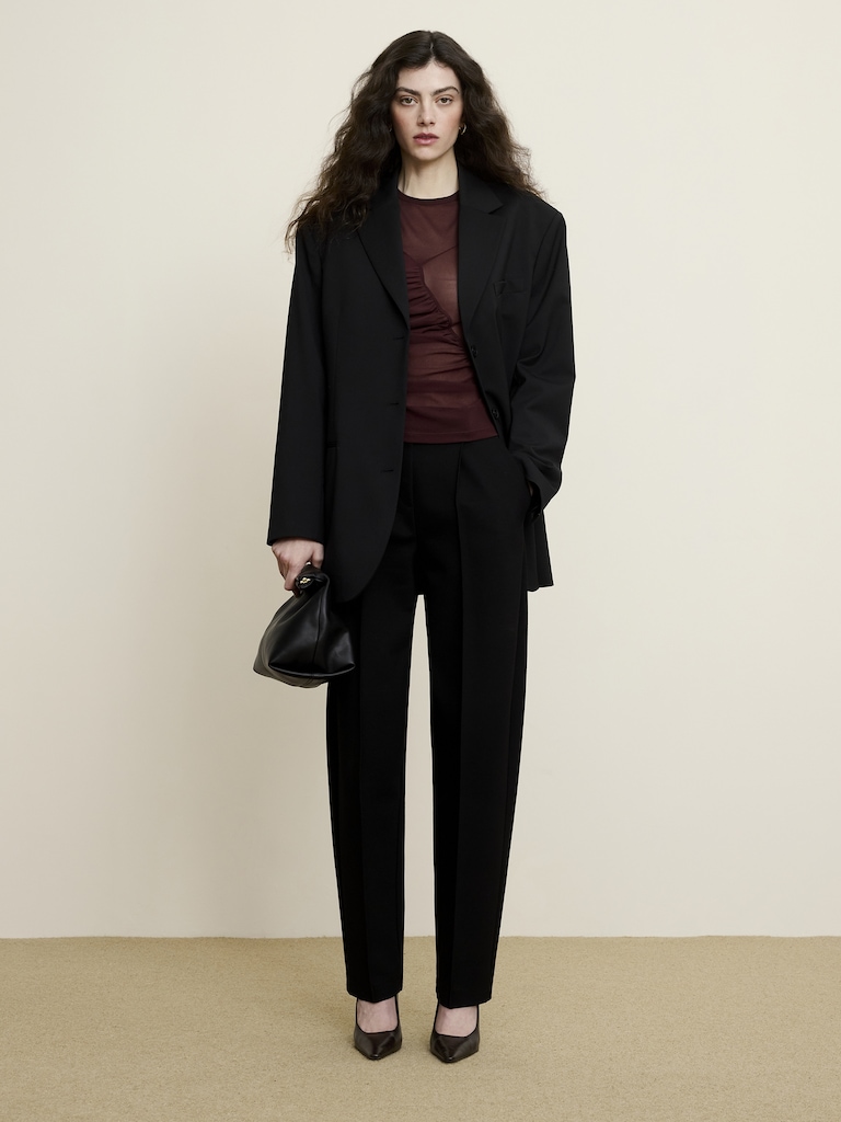 High-Rise Tapered Drapey Ponte Pull-On Pant