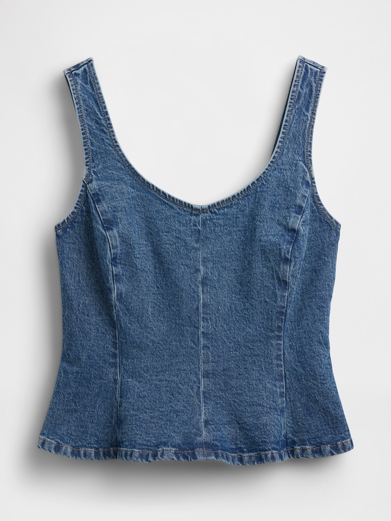 Denim Fitted Peplum Top