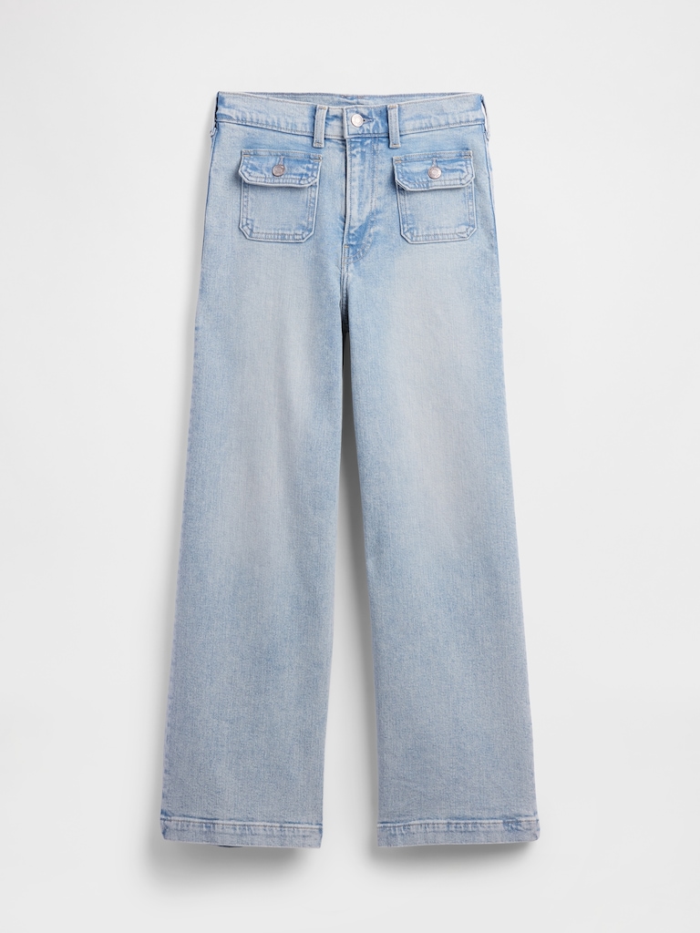High Rise Stride Wide-Leg Ankle Jeans
