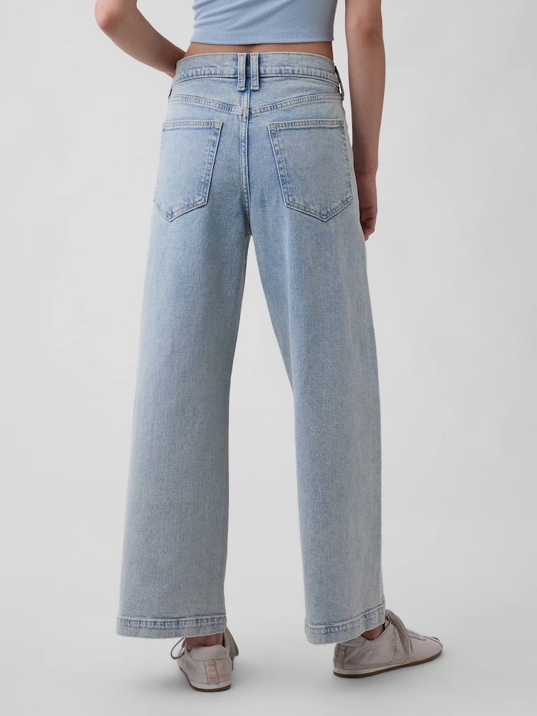 High Rise Stride Wide-Leg Ankle Jeans