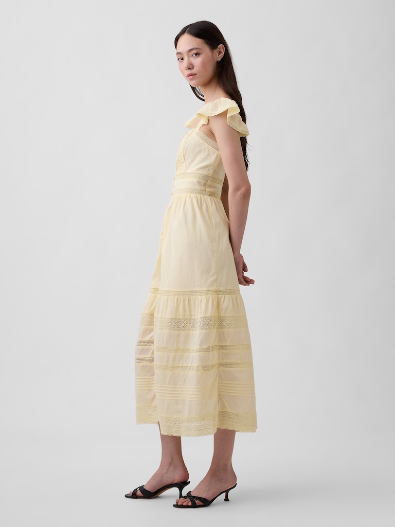 Lace Ruffle Voile Maxi Dress