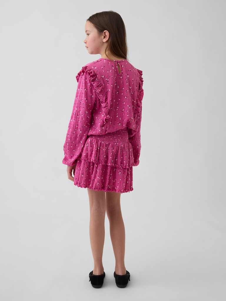 Kids Crinkle Knit Tiered Skort