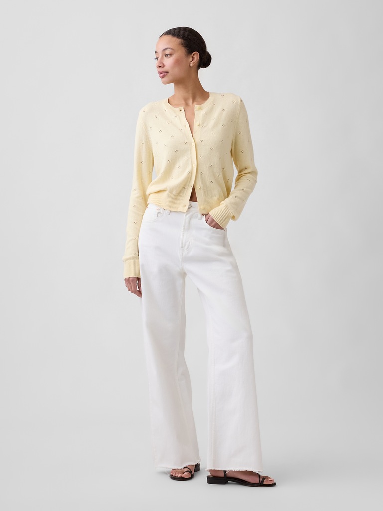 CashSoft Pointelle Cardigan