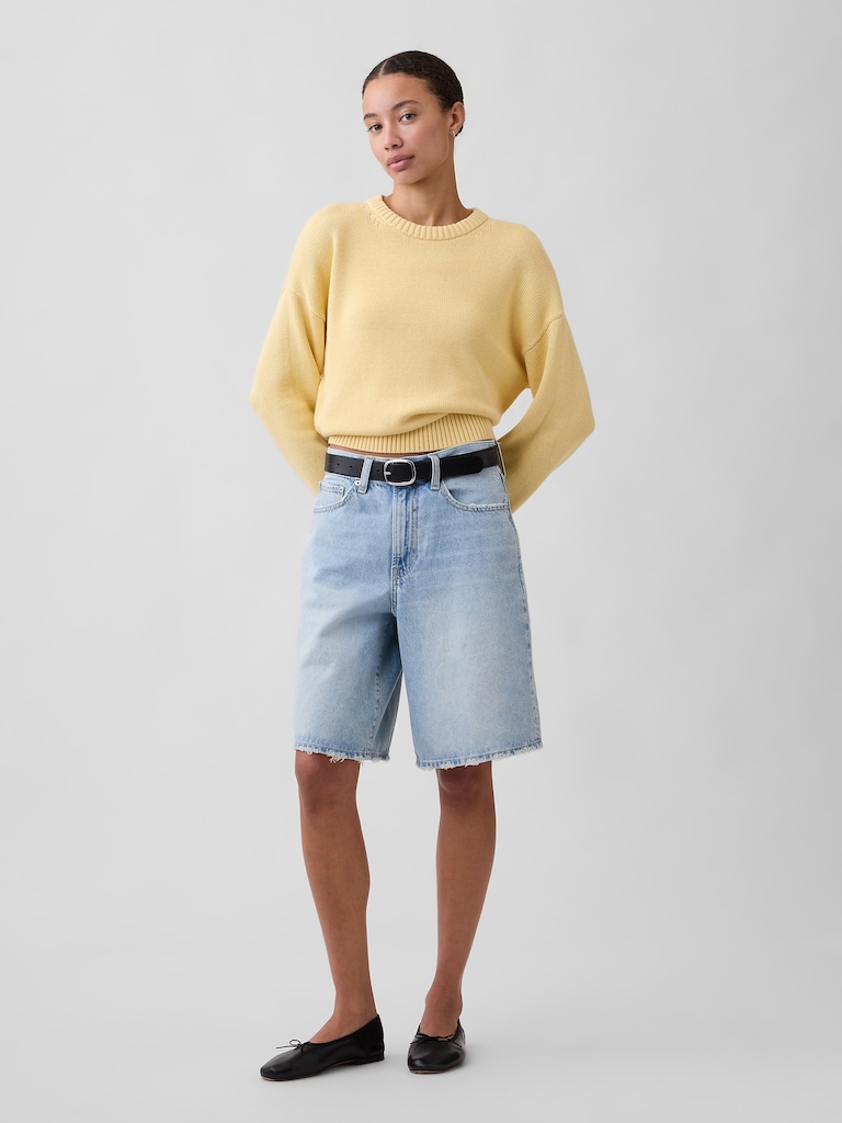 Relaxed Cotton Crewneck Sweater