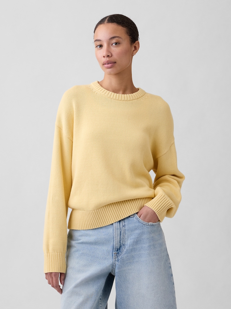Relaxed Cotton Crewneck Sweater