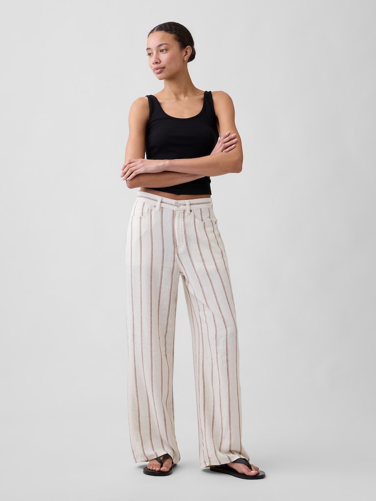 High Rise Linen-Blend Wide-Leg Pants