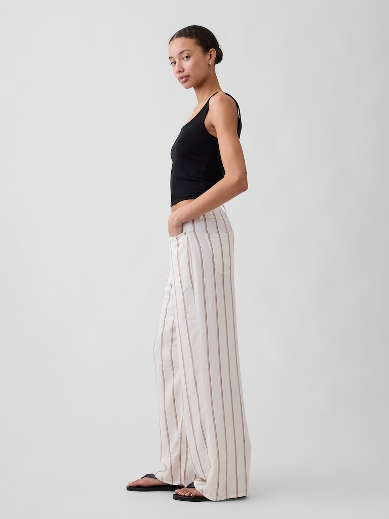High Rise Linen-Blend Wide-Leg Pants