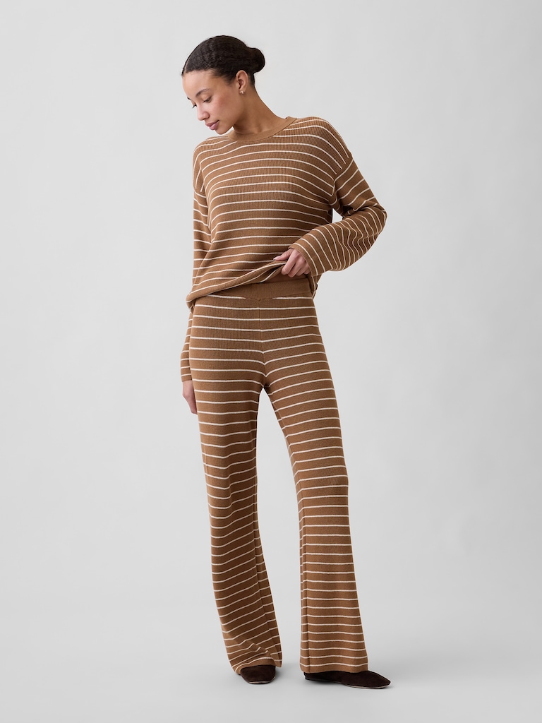 Relaxed Shaker-Stitch Crewneck Sweater