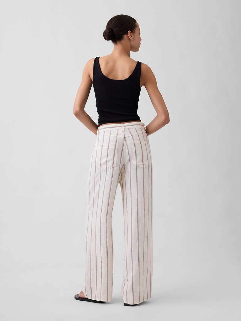 High Rise Linen-Blend Wide-Leg Pants