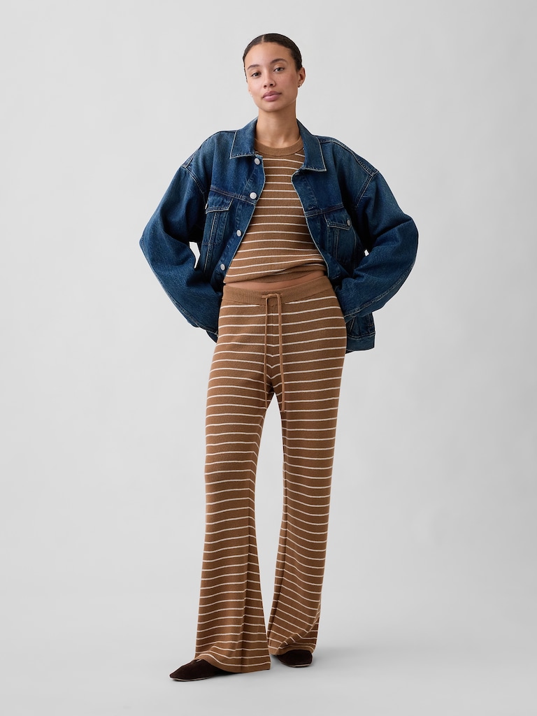 Relaxed Shaker-Stitch Sweater Pants