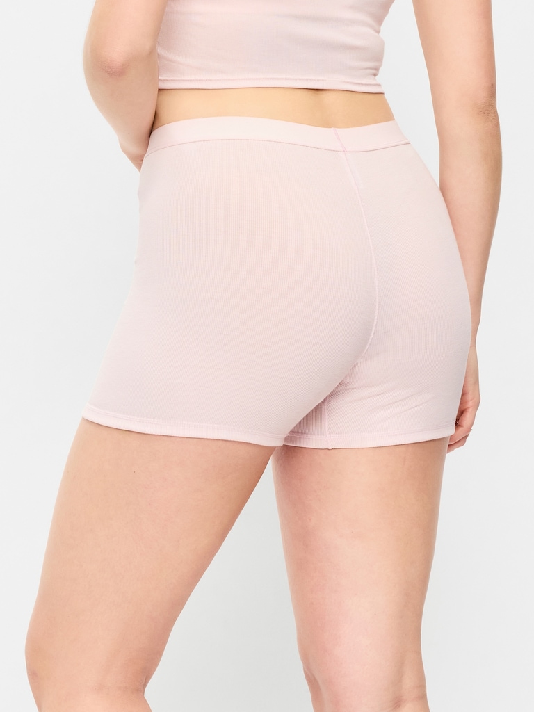 High-Waisted Ribbed Boyshort Briefs -- 3-inch inseam
