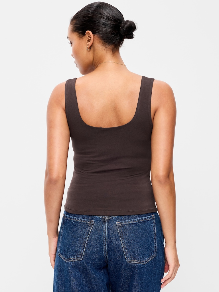 Hug Double-Layer Scoop-Neck Tank Top