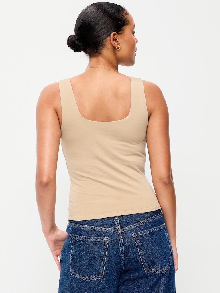 Hug Double-Layer Scoop-Neck Tank Top