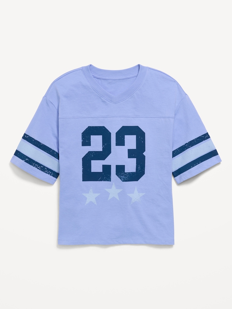 Oversized Football-Style T-Shirt for Girls
