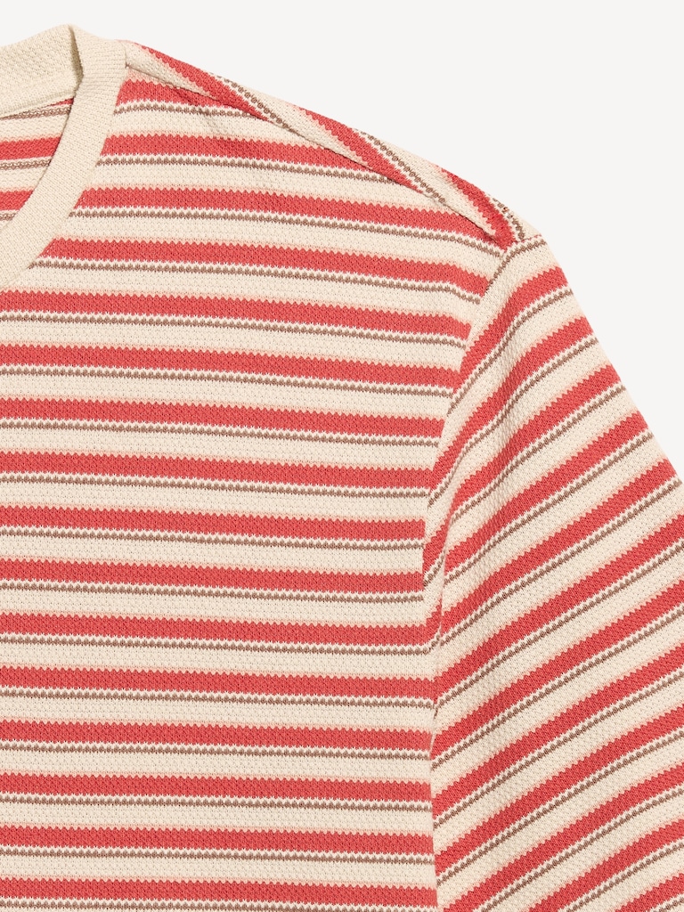 Textured-Knit Striped T-Shirt