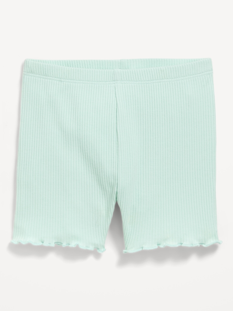 Rib-Knit Lettuce-Edge Biker Shorts for Toddler Girls