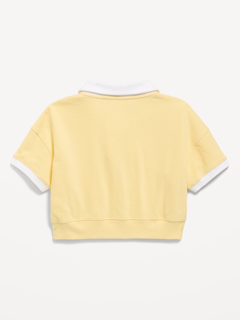 Short-Sleeve Cropped Retro Terry Polo for Girls