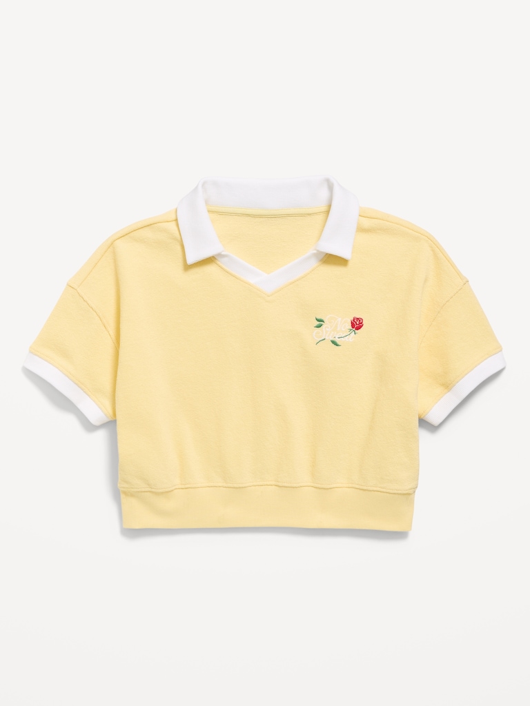 Short-Sleeve Cropped Retro Terry Polo for Girls