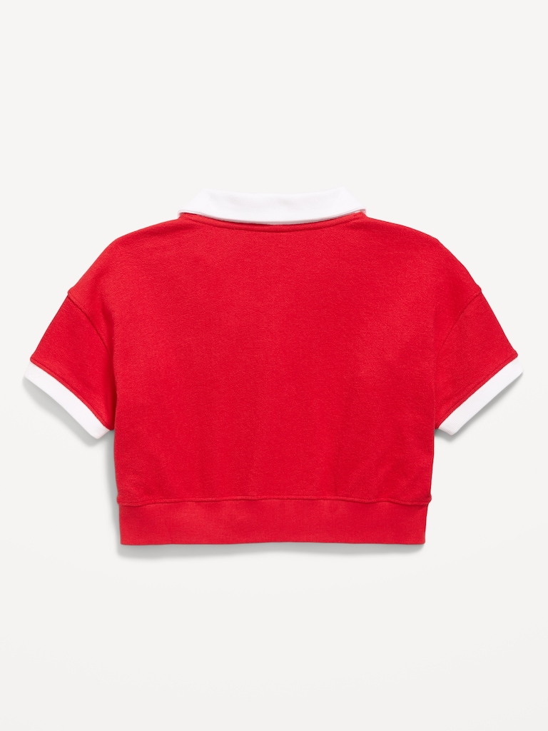 Short-Sleeve Cropped Retro Terry Polo for Girls