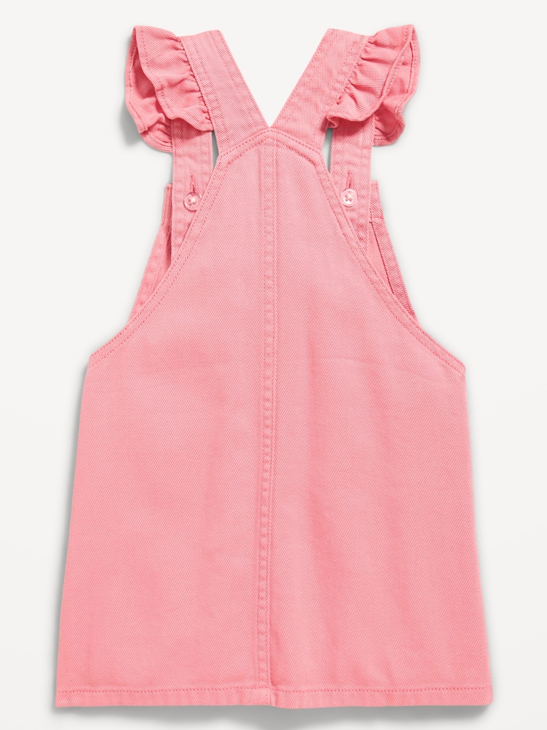 Ruffle-Trim Twill Skirtall Dress for Toddler Girls