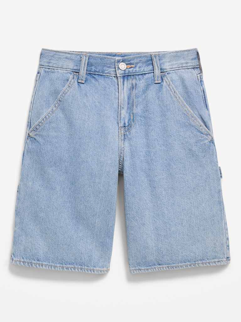 Below Knee Super Baggy Utility Jean Shorts for Boys