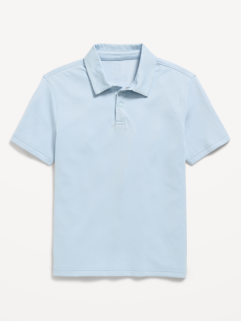 Short-Sleeve Textured Mesh Polo Shirt for Boys